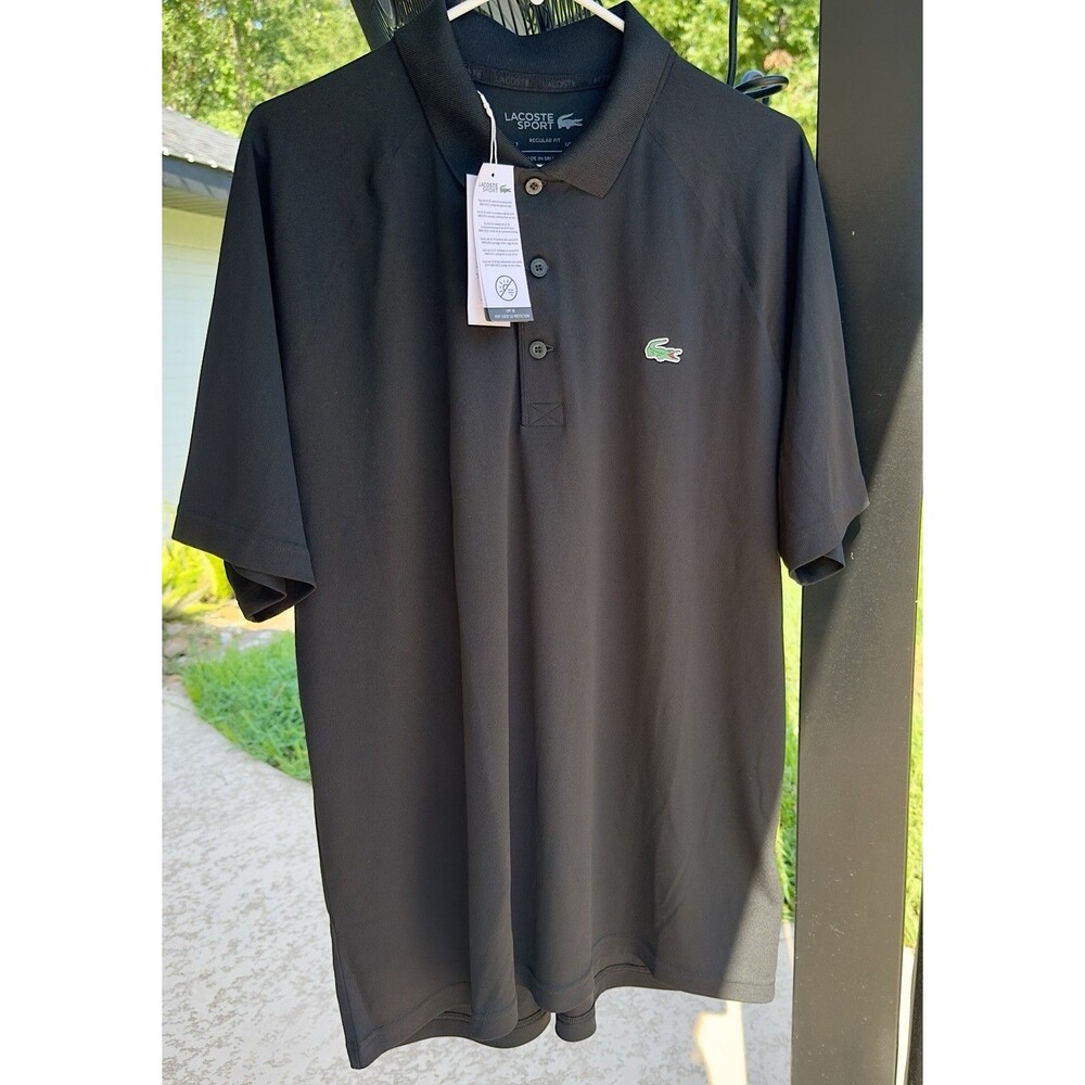 Lacoste Sport Men’s XXL Black Ultra Dry UPF 30 Performance Golf Polo Shirt NWT